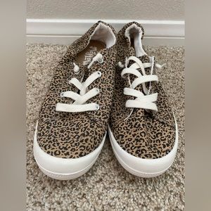 NWOT size 10 Mad Love leopard print slip on tennis shoes